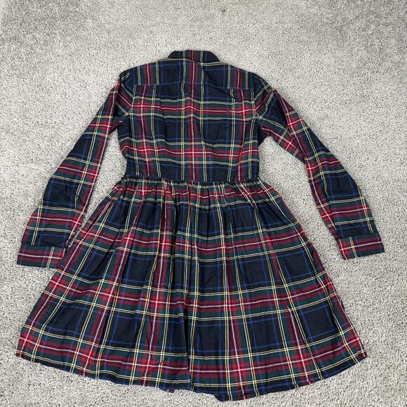 Polo Ralph Lauren Dress Girls 16 Navy Red Plaid Button Front Shirt Dress Cotton - Picture 6 of 12
